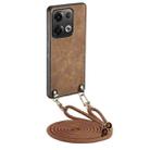 For OPPO Reno8 Pro 5G Vintage Leather PC Back Cover Phone Case with Crossbody Strap(Brown) - 1