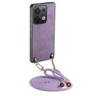 For OPPO Reno8 5G Vintage Leather PC Back Cover Phone Case with Crossbody Strap(Purple) - 1