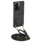 For OPPO A57 5G Vintage Leather PC Back Cover Phone Case with Crossbody Strap(Black) - 1