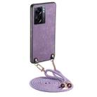 For OPPO A57 5G Vintage Leather PC Back Cover Phone Case with Crossbody Strap(Purple) - 1