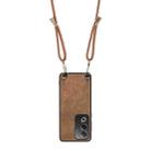 For OPPO A57 5G Vintage Leather PC Back Cover Phone Case with Crossbody Strap(Brown) - 3