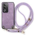 For OPPO Reno7 Z 5G / F21 Pro 5G /Reno7 Lite Vintage Leather PC Back Cover Phone Case with Crossbody Strap(Purple) - 2