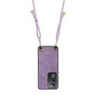 For OPPO Reno7 Z 5G / F21 Pro 5G /Reno7 Lite Vintage Leather PC Back Cover Phone Case with Crossbody Strap(Purple) - 3