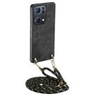 For OPPO Reno7 Pro 5G Vintage Leather PC Back Cover Phone Case with Crossbody Strap(Black) - 1