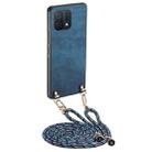 For OPPO A16K Vintage Leather PC Back Cover Phone Case with Crossbody Strap(Blue) - 1