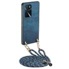 For OPPO A16 Vintage Leather PC Back Cover Phone Case with Crossbody Strap(Blue) - 1