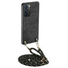 For OPPO Reno6 5G Vintage Leather PC Back Cover Phone Case with Crossbody Strap(Black) - 1