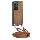 For OPPO Reno6 5G Vintage Leather PC Back Cover Phone Case with Crossbody Strap(Brown) - 1
