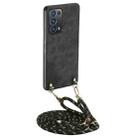 For OPPO Reno6 Pro 5G Vintage Leather PC Back Cover Phone Case with Crossbody Strap(Black) - 1