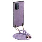For  OPPO A93 5G / A74 5G / A54 5G Vintage Leather PC Back Cover Phone Case with Crossbody Strap(Purple) - 1