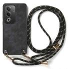 For OPPO F19 / A74 4G Vintage Leather PC Back Cover Phone Case with Crossbody Strap(Black) - 2