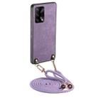 For OPPO F19 / A74 4G Vintage Leather PC Back Cover Phone Case with Crossbody Strap(Purple) - 1