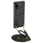 For OPPO F19 Pro+ Vintage Leather PC Back Cover Phone Case with Crossbody Strap(Black) - 1