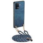 For OPPO F19 Pro+ Vintage Leather PC Back Cover Phone Case with Crossbody Strap(Blue) - 1