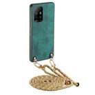 For OPPO F19 Pro Vintage Leather PC Back Cover Phone Case with Crossbody Strap(Green) - 1