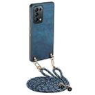 For OPPO Reno5 5G Vintage Leather PC Back Cover Phone Case with Crossbody Strap(Blue) - 1