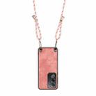 For OPPO A15 Vintage Leather PC Back Cover Phone Case with Crossbody Strap(Pink) - 3