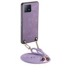 For OPPO A72 5G Vintage Leather PC Back Cover Phone Case with Crossbody Strap(Purple) - 1