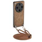 For OPPO Find X8 Ultra Vintage Leather PC Back Cover Phone Case with Crossbody Strap(Brown) - 1