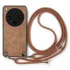For OPPO Find X8 Ultra Vintage Leather PC Back Cover Phone Case with Crossbody Strap(Brown) - 2