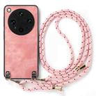For OPPO Find X8 Ultra Vintage Leather PC Back Cover Phone Case with Crossbody Strap(Pink) - 2