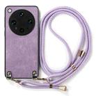 For OPPO Find X8 Ultra Vintage Leather PC Back Cover Phone Case with Crossbody Strap(Purple) - 2