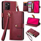 For HMD Skyline Love Zipper Lanyard Leather Phone Case(Red) - 1