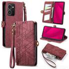 For HMD Skyline Geometric Zipper Wallet Side Buckle Leather Phone Case(Red) - 1