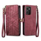 For HMD Skyline Geometric Zipper Wallet Side Buckle Leather Phone Case(Red) - 2