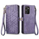 For HMD Skyline Geometric Zipper Wallet Side Buckle Leather Phone Case(Purple) - 2