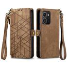 For HMD Skyline Geometric Zipper Wallet Side Buckle Leather Phone Case(Brown) - 2