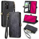 For HMD Skyline Geometric Zipper Wallet Side Buckle Leather Phone Case(Black) - 1