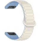 For Garmin Fenix 8 51mm Dual Color Magnetic Buckle 26mm Quick Release Silicone Watch Band(White+Blue) - 3