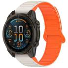 For Garmin Fenix 8 51mm Dual Color Magnetic Buckle 26mm Quick Release Silicone Watch Band(Starlight+Orange) - 1