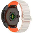 For Garmin Fenix 8 51mm Dual Color Magnetic Buckle 26mm Quick Release Silicone Watch Band(Starlight+Orange) - 2