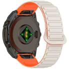 For Garmin Fenix 8 47mm Dual Color Magnetic Buckle 22mm Quick Release Silicone Watch Band(Starlight+Orange) - 2