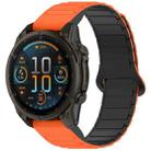 For Garmin Fenix 8 43mm Dual Color Magnetic Buckle 20mm Quick Release Silicone Watch Band(Orange+Black) - 1