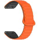 For Garmin Fenix 8 43mm Dual Color Magnetic Buckle 20mm Quick Release Silicone Watch Band(Orange+Black) - 3