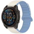 For Garmin Fenix 8 43mm Dual Color Magnetic Buckle 20mm Quick Release Silicone Watch Band(White+Blue) - 1