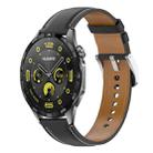 For Huawei Watch GT 4 46mm Stainless Steel Quick Release Buckle 22mm Genuine Leather Watch Band(Black) - 1