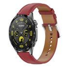 For Huawei Watch GT 4 46mm Stainless Steel Quick Release Buckle 22mm Genuine Leather Watch Band(Red) - 1