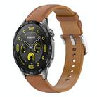 For Huawei Watch GT 4 46mm Stainless Steel Quick Release Buckle 22mm Genuine Leather Watch Band(Light Brown) - 1