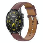 For Huawei Watch GT 4 46mm Stainless Steel Quick Release Buckle 22mm Genuine Leather Watch Band(Dark Brown) - 1