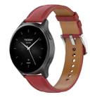 For Amazfit Bip 5 / GTR 4 / GTR 3 22mm Stainless Steel Quick Release Buckle Genuine Leather Watch Band(Red) - 1