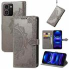 For HMD Skyline Mandala Flower Embossed Leather Phone Case(Gray) - 1