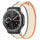 For Amazfit T-Rex 3 Two Tone Nylon Hook and Loop Fastener Watch Band(Orange Beige) - 1