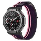 For Amazfit T-Rex 3 Two Tone Nylon Hook and Loop Fastener Watch Band(Pink Purple) - 1