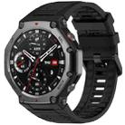 For Amazfit T-Rex 3 Solid Color Needle Buckle Silicone Watch Band(Black) - 1
