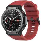 For Amazfit T-Rex 3 Solid Color Needle Buckle Silicone Watch Band(Red) - 1