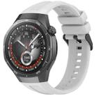 For Huawei Watch GT 5 Pro 46mm Black Steel Buckle Liquid Silicone Watch Band(Coconut Gray) - 1